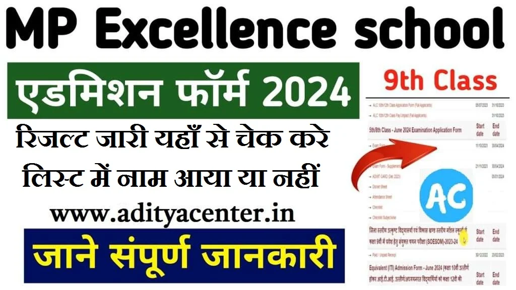 Excellence Model School Form result जिला स्तरीय उत्कृष्ट विद्यालयों एवं विकास खण्ड स्तरीय मॉडल स्कूलों में कक्षा 9वीं में प्रवेश हेतु संयुक्त चयन परीक्षा परिणाम SOESOM result -2024-25 1 Excellence Model School Form result